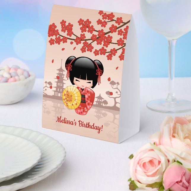 Red Sakura Kokeshi Doll Japanese Geisha (Insitu(Wedding))