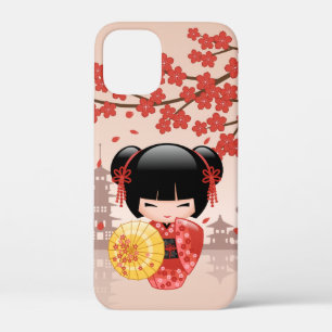 Red Sakura Kokeshi Doll - Japanese Geisha iPhone 12 Mini Case