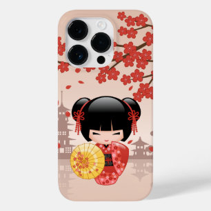 Red Sakura Kokeshi Doll - Japanese Geisha Case-Mate iPhone 14 Pro Case