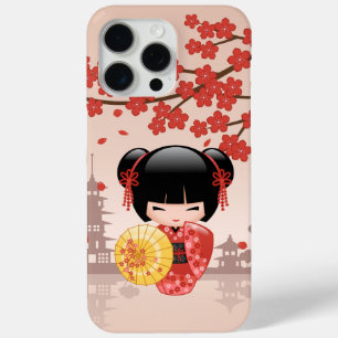 Red Sakura Kokeshi Doll - Japanese Geisha iPhone 15 Pro Max Case