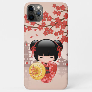 Red Sakura Kokeshi Doll - Japanese Geisha iPhone 11 Pro Max Case