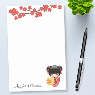 Red Sakura Kokeshi Doll - Japanese Geisha Post-it Notes