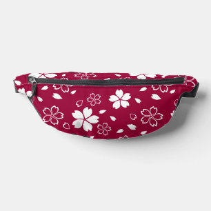 Red Sakura Pattern Bum Bags