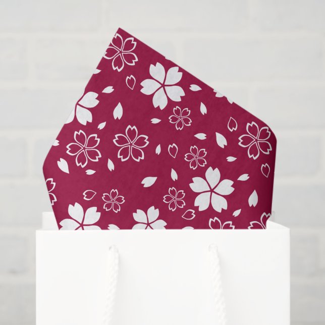 Red Sakura Pattern Tissue Paper (Gift Bag)
