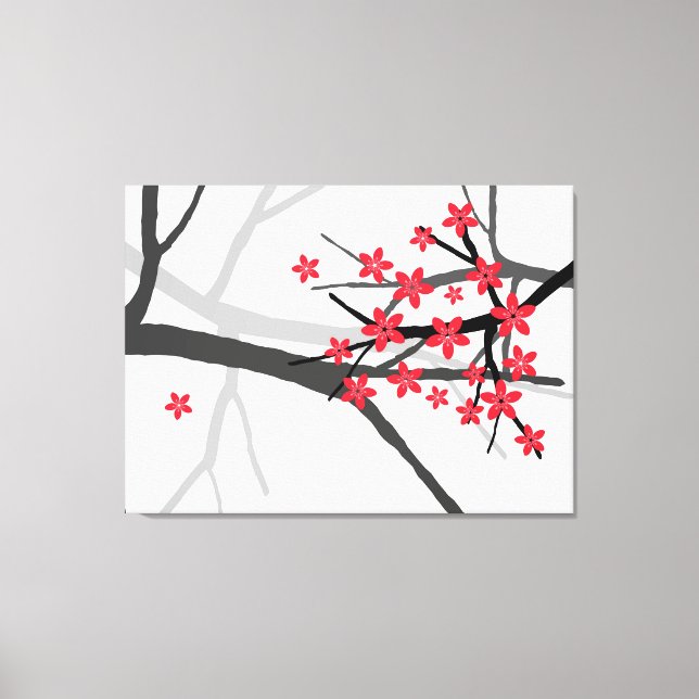 Red Sakura  Wrapped Canvas (Front)