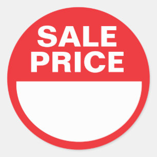 Red Sale Price Sticker, Classic Round Sticker