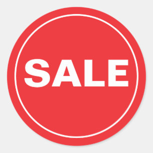 Red Sale Sticker, Classic Round Sticker