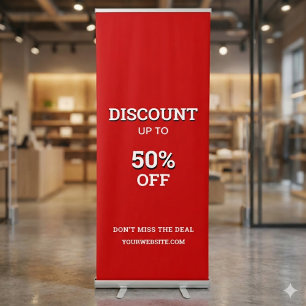 Red Sale Up To Discount Vertical  Retractable Banner