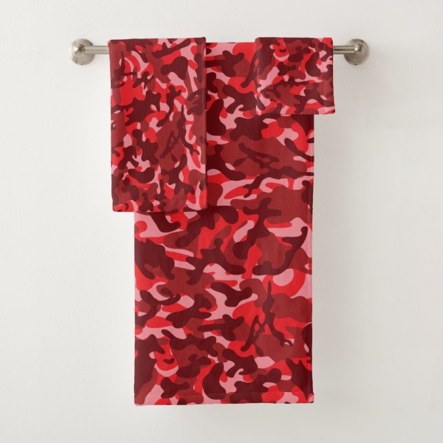 Red Salmon Camouflage   Bath Towel Set (Insitu)