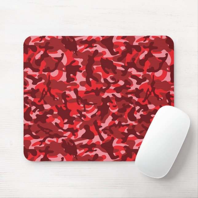 Red Salmon Camouflage  Mouse Mat (With Mouse)