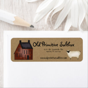 Red Saltbox House & Sheep Editable Shipping Label