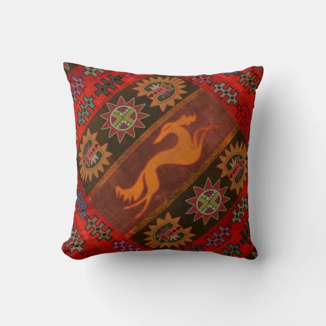 Red Saluki Pazyryk Cushion (Front)