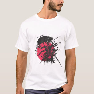 Red Samurai Warrior Ink Art T-Shirt Japanese Kat