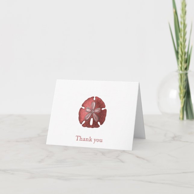 Red Sand Dollar Thank You Note Cards (Front)