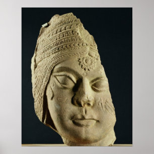 Red sandstone head of Yakshi, Bharhut, 2nd century Poster