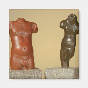 Red sandstone male torso and grey sandstone dancer magnet