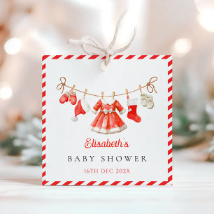 Red Santa Baby Baby Shower Favour Tags