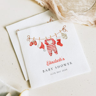 Red Santa Baby Baby Shower Napkin