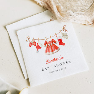 Red Santa Baby Baby Shower Napkin