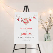 Red Santa Baby Baby Shower Welcome