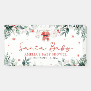 Red Santa Baby Christmas Baby Clothes Baby Shower Banner