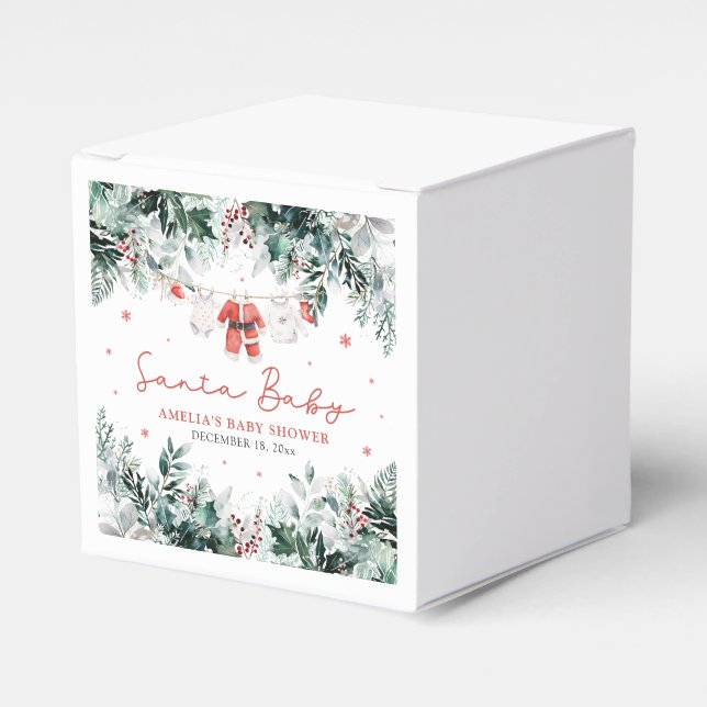 Red Santa Baby Christmas Baby Clothes Baby Shower Favour Box (Front Side)