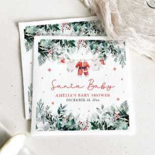 Red Santa Baby Christmas Baby Clothes Baby Shower Napkin