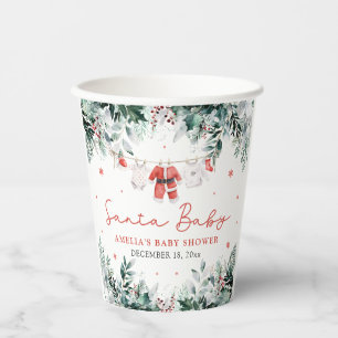 Red Santa Baby Christmas Baby Clothes Baby Shower Paper Cups