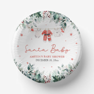 Red Santa Baby Christmas Baby Clothes Baby Shower Paper Plate