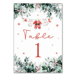 Red Santa Baby Christmas Baby Clothes Baby Shower Table Number