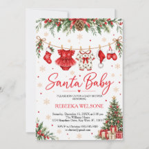 Red santa baby christmas baby shower
