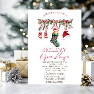Red Santa Baby Christmas Clothesline Open House Invitation
