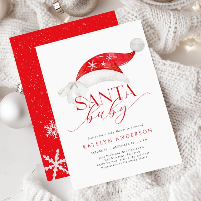Red Santa Baby Shower Invitation (Creator Uploaded)