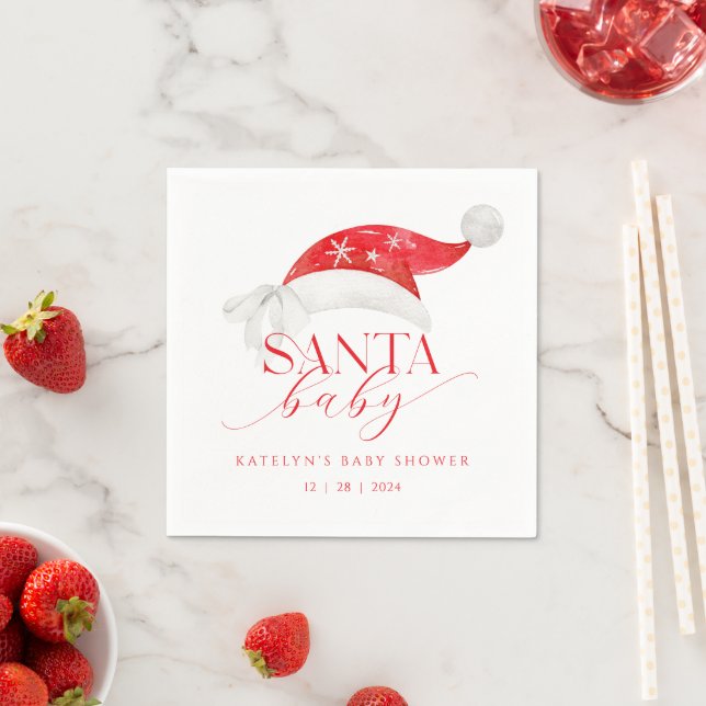 Red Santa Baby Shower Napkin (Insitu)