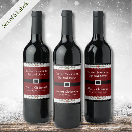 Red Santa Belt Christmas Wine Bottle Label Set