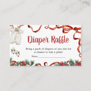 Red Santa Christmas Baby Shower Diaper Raffle Enclosure Card