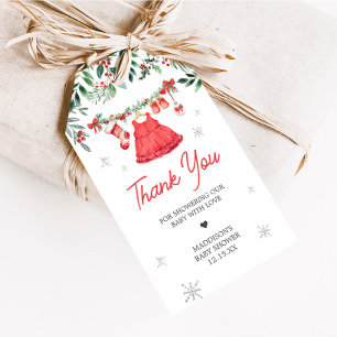 Red Santa Christmas Festive Baby Shower Favour Tag