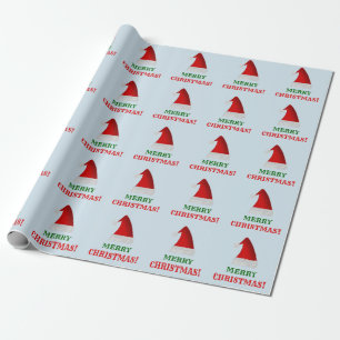 Red Santa Christmas Hat + "MERRY CHRISTMAS!" Wrapping Paper