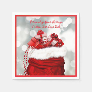 Red Santa Claus Bag Full of Christmas Gifts Napkin