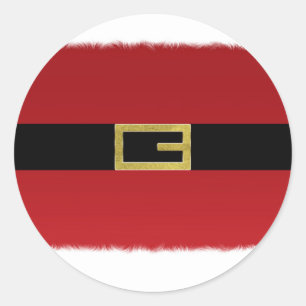 Red Santa Claus Belt & White Fur Christmas Classic Round Sticker