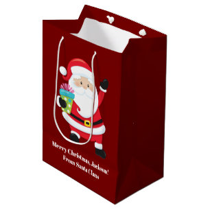 Red Santa Claus Customised Kids Christmas Medium Gift Bag