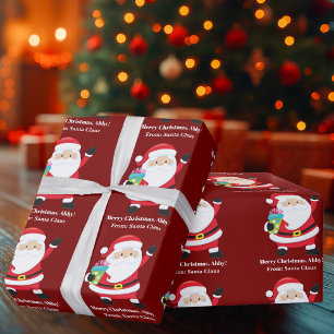 Red Santa Claus Customised Kids Christmas Wrapping Paper
