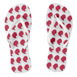 Red Santa Claus Father Christmas Hats Holiday Flip Flops