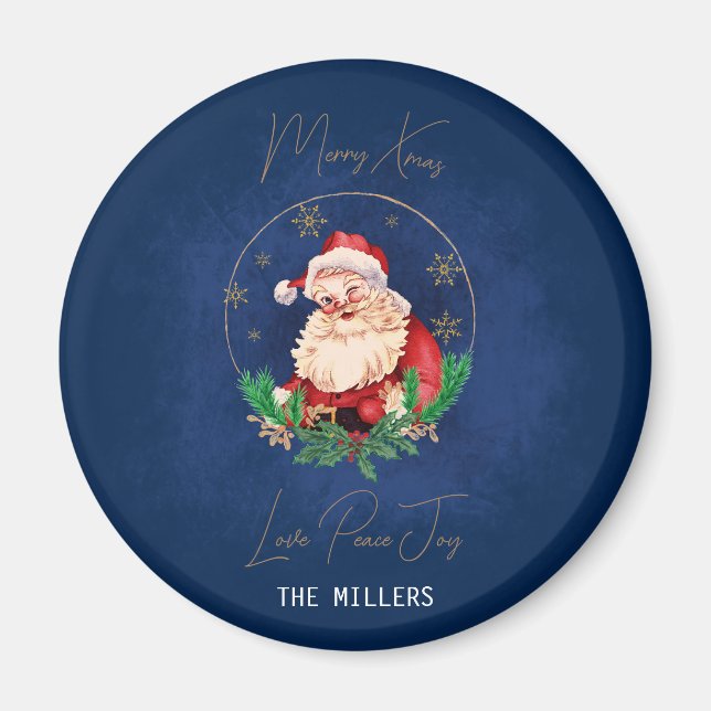 Red Santa Claus Festive Winter Vintage Christmas Magnet (Front)