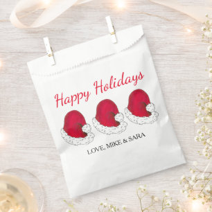 Red Santa Claus Hat Christmas Happy Holidays Favour Bags