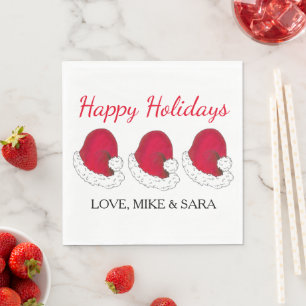 Red Santa Claus Hat Christmas Happy Holidays Napkin