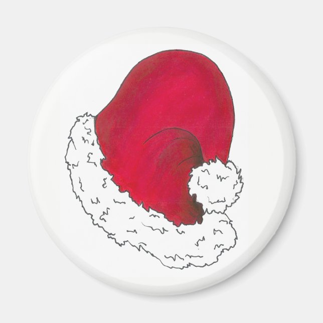 Red Santa Claus Hat Merry Christmas Xmas Holiday Magnet (Front)