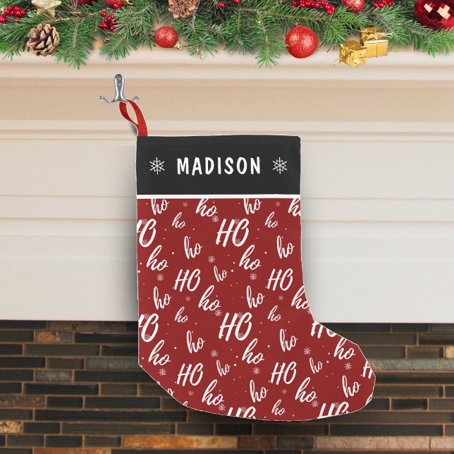 Red Santa Claus Ho Ho Ho Pattern Christmas Small Christmas Stocking (dark red santa claus ho ho ho pattern Christmas stocking)