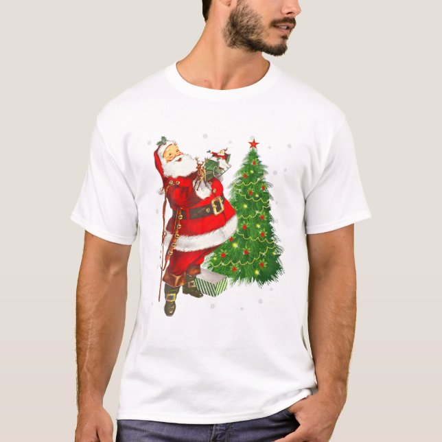 Red Santa Claus Red Christmas T-Shirt (Front)