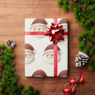 Red Santa Claus Rustic Christmas Wrapping Paper